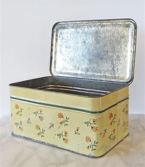 vintage metal bread box square|vintage farmhouse bread box.